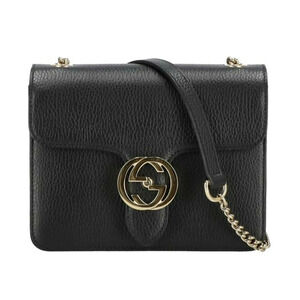 Gucci Interlocking GG Shoulder Bag Leather Black
